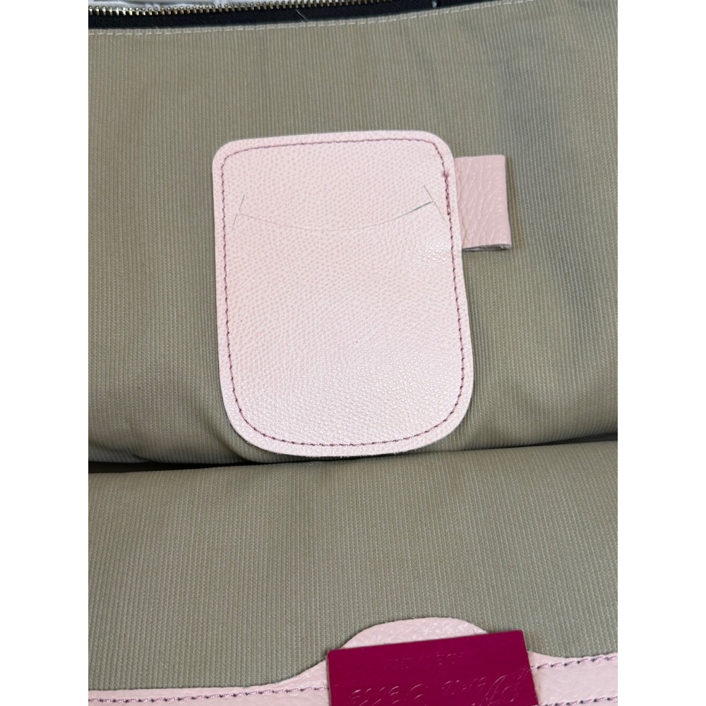 Vera Pelle Italy Pink Black Pebbled Leather Dome Satchel Handbag Gold Hardware - Picture 8 of 10
